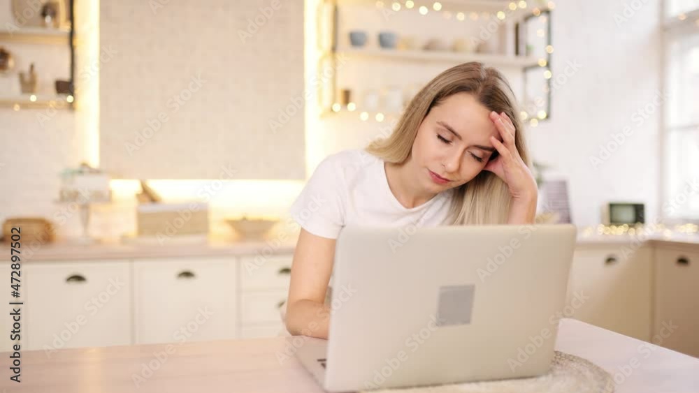 Attractive young woman get struggles while working and her husband with eyeglasses appears to cheer her up and hug his tightly. High quality 4k footage Attractive young woman get struggles while working and her husband with eyeglasses appears to cheer her up and hug his tightly. High quality 4k footage