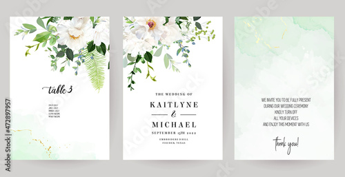 Summer greenery  white flowers vector design spring cards
