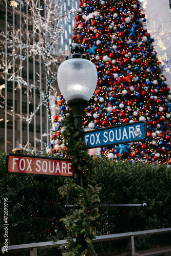 Christmas tree in Fox Square in New York City