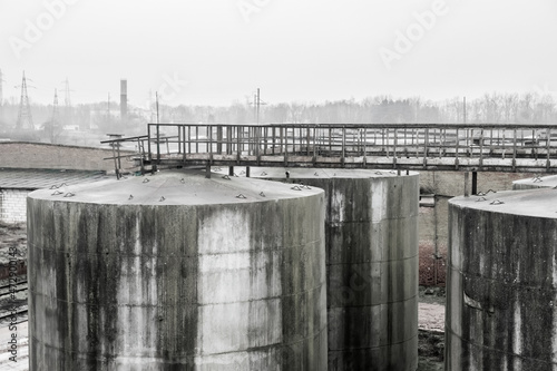 Fuel old chemical tank barrel oil in an industrial abandoned plant