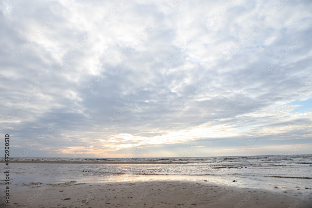 Beautiful seascape shore view with sand and Baltic sea. Beautiful seascape shore view with sand and Baltic sea.