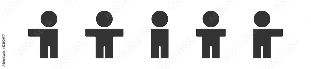 Stick man icon. People silhuette simple illustration. Stickman figure sign. Tidy concept in vector flat Stick man icon. People silhuette simple illustration. Stickman figure sign. Tidy concept in vector flat