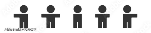 Stick man icon. People silhuette simple illustration. Stickman figure sign. Tidy concept in vector flat