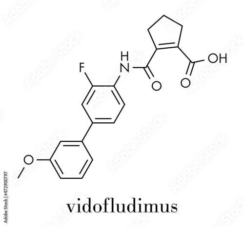 Vidofludimus drug molecule (DHODH inhibitor). Skeletal formula.