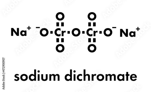 Sodium dichromate, chemical structure. Skeletal formula. photo