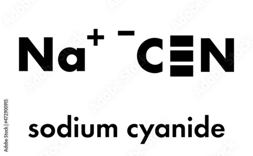 Sodium cyanide, chemical structure. Skeletal formula.