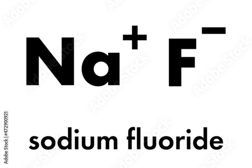 Sodium fluoride salt, chemical structure. Skeletal formula.