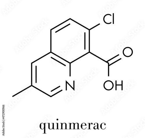 Quinmerac herbicide molecule. Skeletal formula.