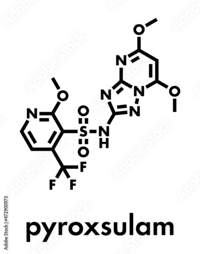 Pyroxsulam herbicide molecule. Skeletal formula.