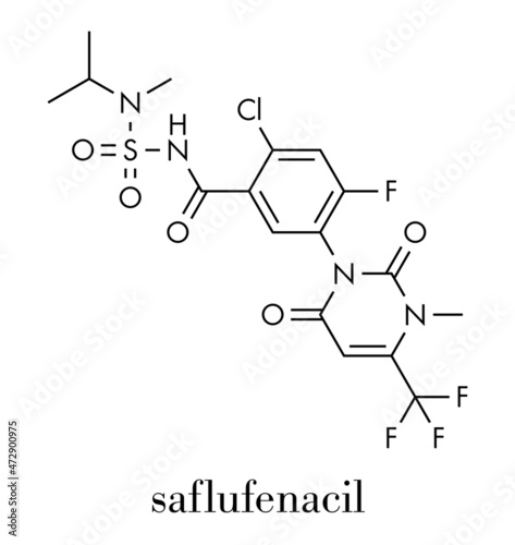 Saflufenacil herbicide molecule. Skeletal formula.