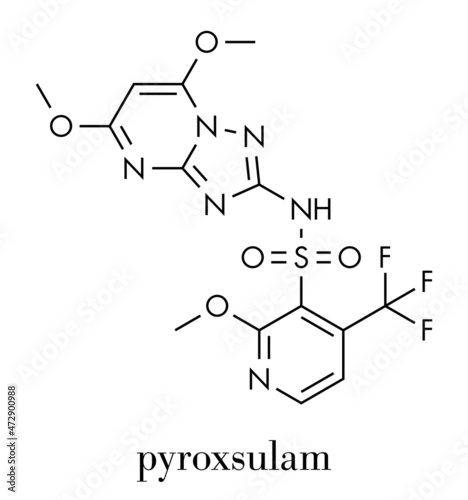 Pyroxsulam herbicide molecule. Skeletal formula. photo