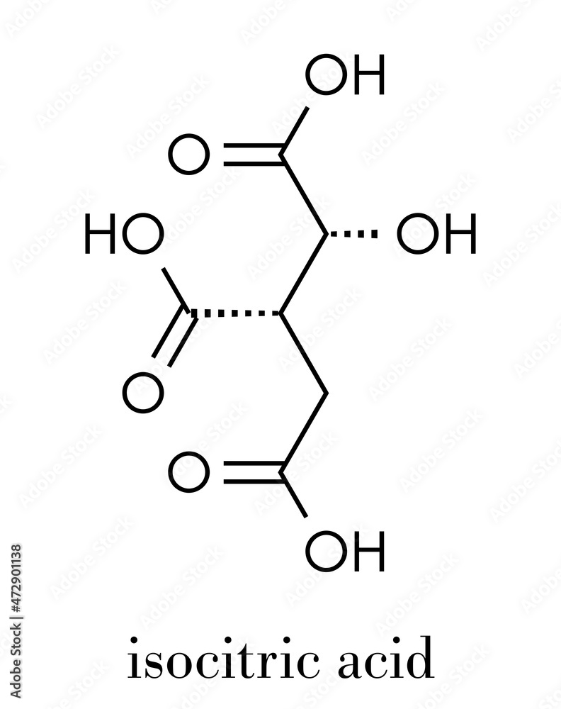 Isocitric acid molecule. Skeletal formula.