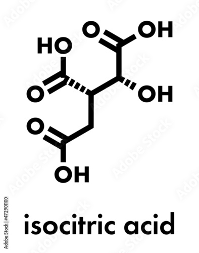 Isocitric acid molecule. Skeletal formula. photo