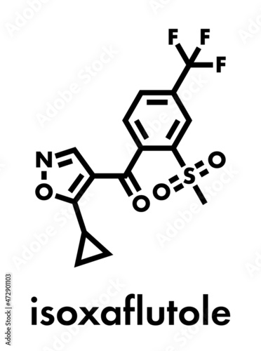 Isoxaflutole herbicide molecule. Skeletal formula.