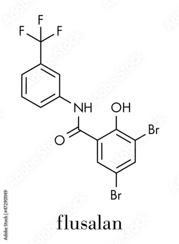 Fluorosalan antiseptic molecule. Skeletal formula.