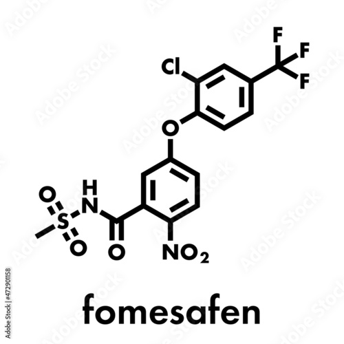 Fomesafen herbicide molecule. Skeletal formula.