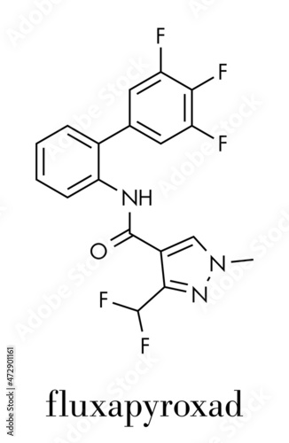 Fluxapyroxad fungicide molecule. Skeletal formula.