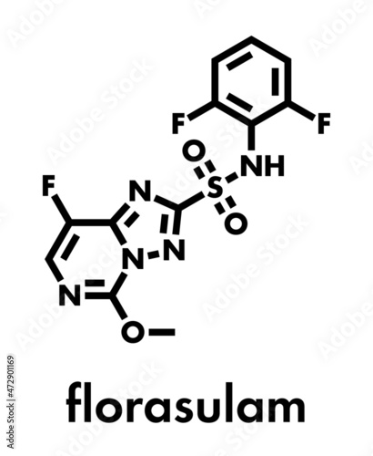Florasulam herbicide molecule. Skeletal formula.
