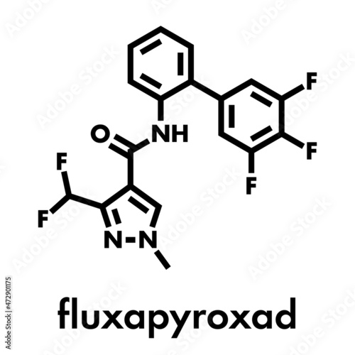 Fluxapyroxad fungicide molecule. Skeletal formula.