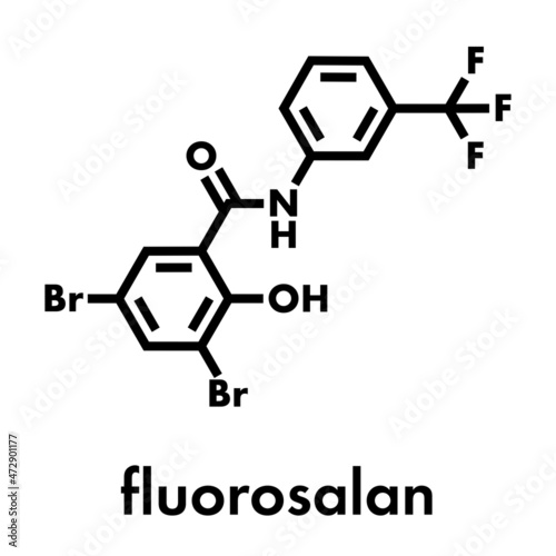 Fluorosalan antiseptic molecule. Skeletal formula.