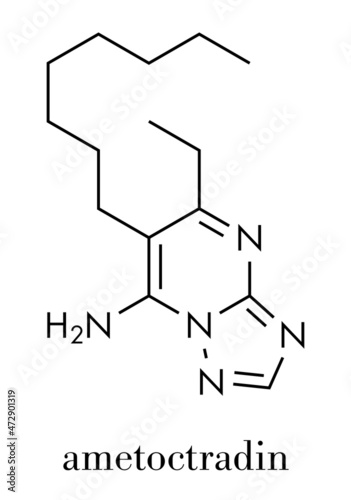 Ametoctradin fungicide molecule. Skeletal formula.