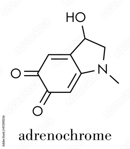 Adrenochrome molecule. Oxidation product of adrenaline. Skeletal formula. photo