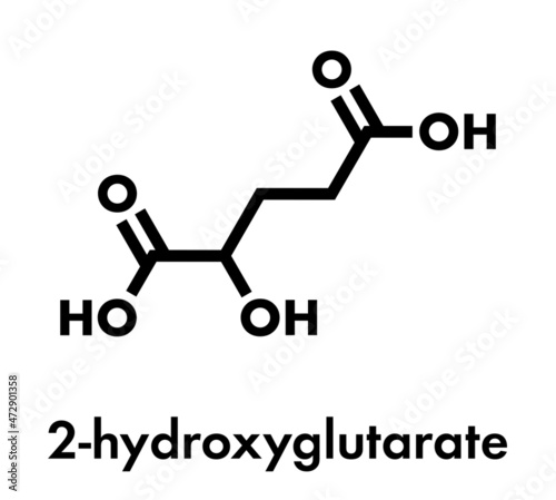 2-hydroxyglutarate molecule. Skeletal formula.