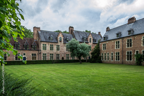 View of streets and houses of The Groot Begijnhof (Great Beguinage), a completely restored historical quarter in the south of downtown Leuven, Belgium, listed as UNESCO world heritage in 1998 (1 (5)