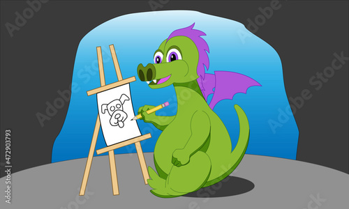 The dragon drawing a dog