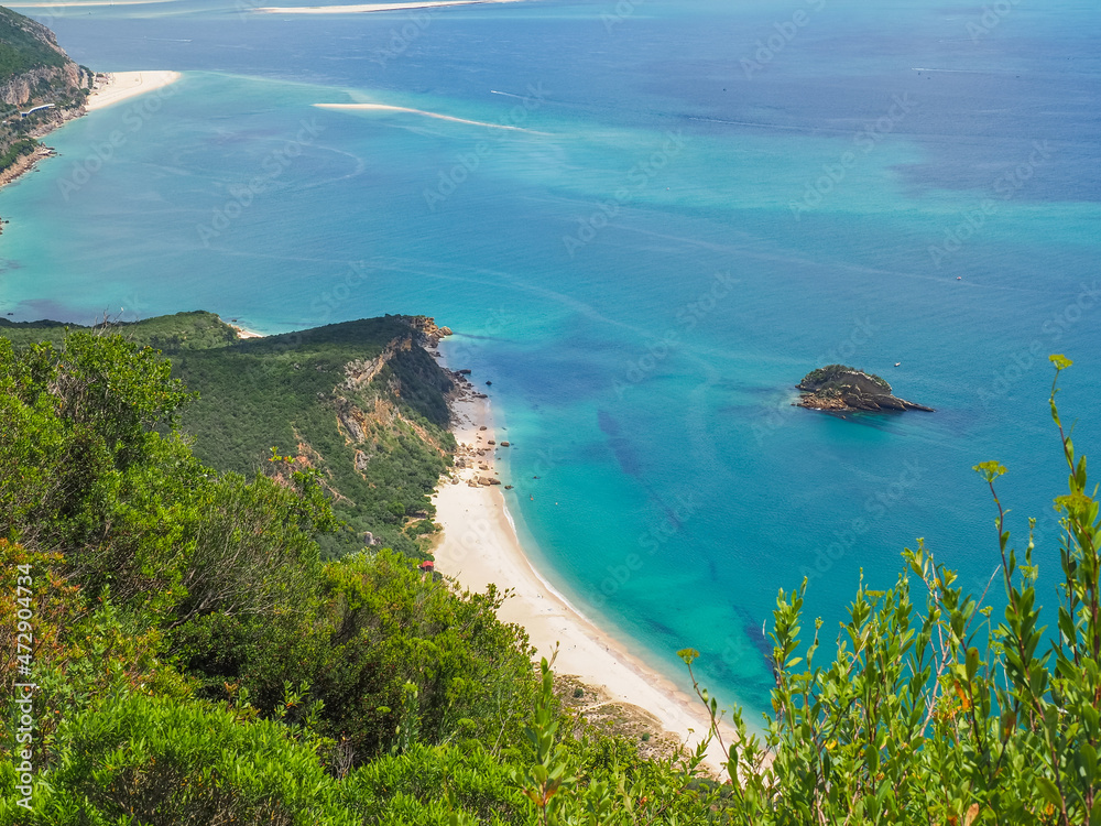 Beautiful landscape. Top view to amazing Atlantic Ocean shore, near ...