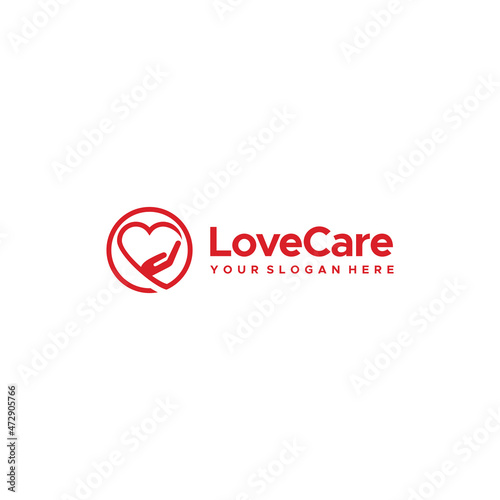 flat LoveCare hand heart abstract logo design photo