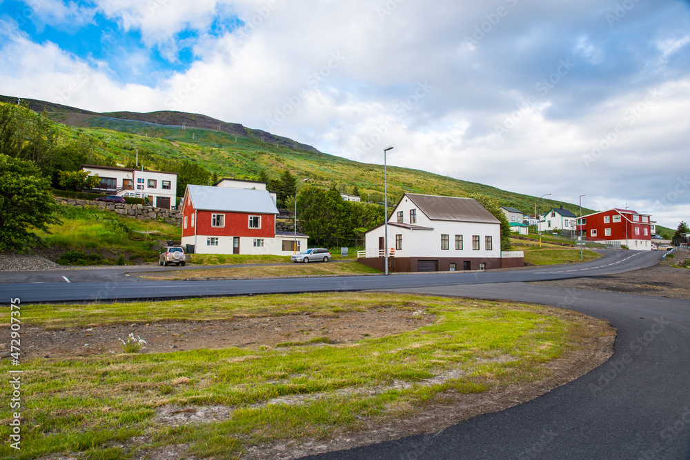 Buildings in village of Eskifjordur in east Iceland Buildings in village of Eskifjordur in east Iceland