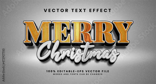 Merry christmas 3D text effect. Editable text style effect suitable for celebrating christmas needs.