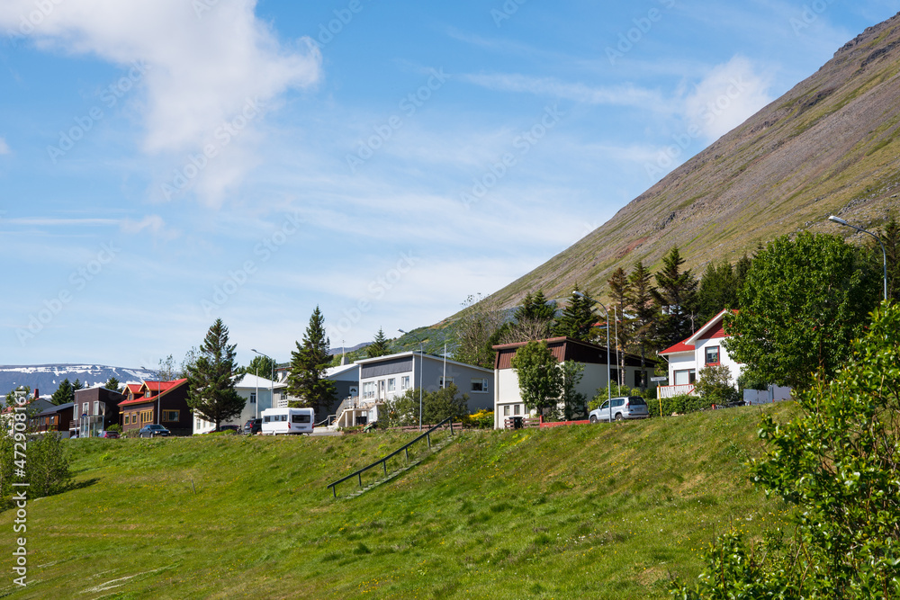 Town of Isafjordur in the Westfjords in Iceland