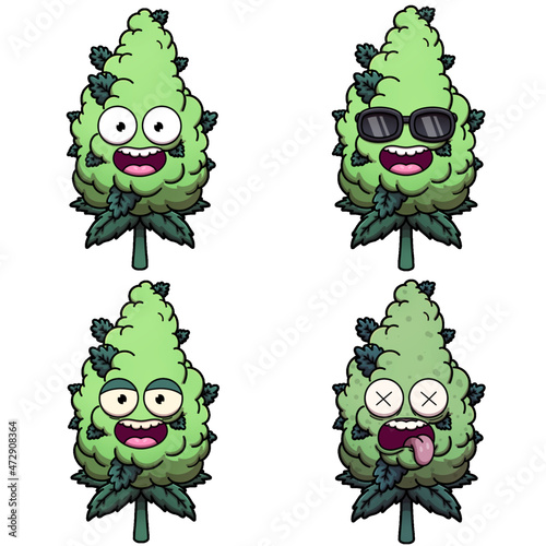 Funny Cartoon Weed Bud Characters  © TheMaskedTooner