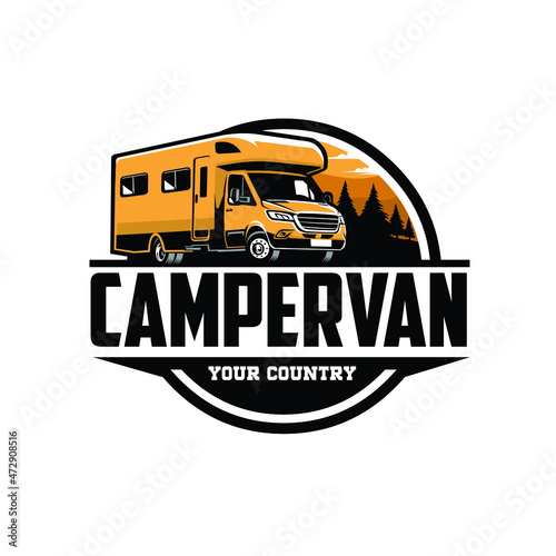 Fototapet Campervan RV caravan motorhome ready made logo