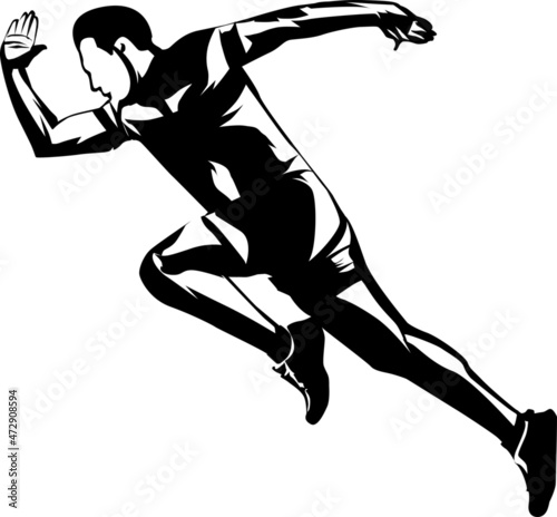  vector art silhouette of an athlete running a sprint.