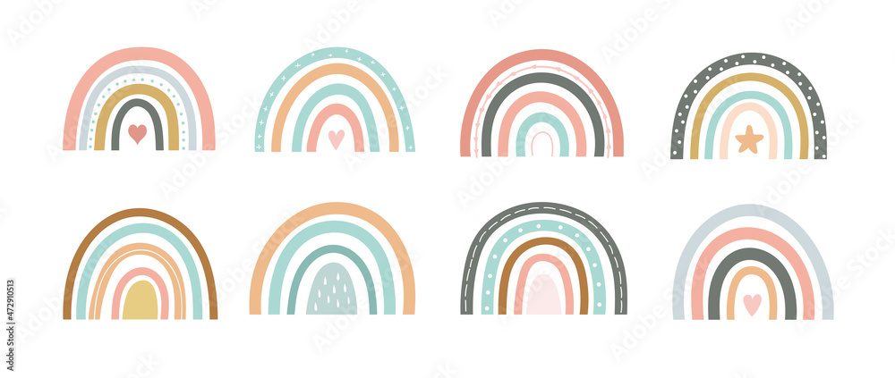 Сute pastel hand-drawn baby rainbows Сute pastel hand-drawn baby rainbows