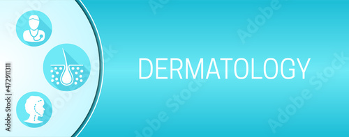 Dermatology Beauty and Healthcare Background Banner with Doctor, Skin, Hair, and Face Lifting Icons