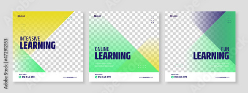 online course social media pack template premium