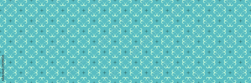 Seamless pattern with decorative ornaments on a blue green background. Vector illustration Seamless pattern with decorative ornaments on a blue green background. Vector illustration