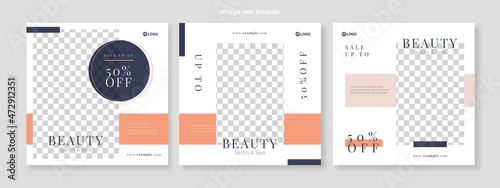 skincare beauty promotion banner social media pack template premium