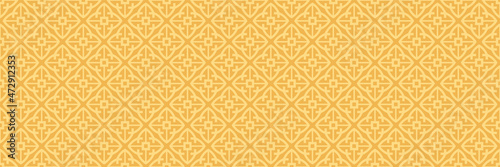 Seamless pattern in vintage style with decorative geometric pattern on yellow background. Vector image