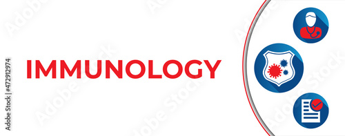 Red and Blue Immunology Illustration on White Background Banner
