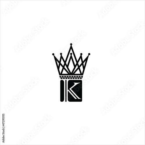 letter k logo vector template crown