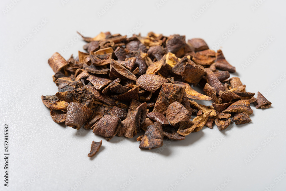 Fototapeta premium angle view herb ShiLiuPi or Pericarpium Granati or Pomegranate Rind