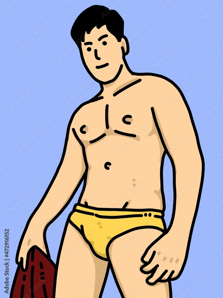 Fototapeta premium cute man cartoon on blue background
