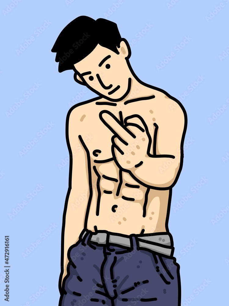 Fototapeta premium cute man cartoon on blue background