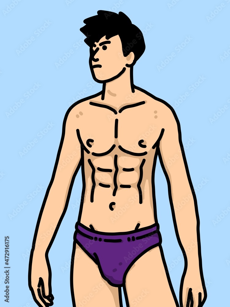 Fototapeta premium cute man cartoon on blue background