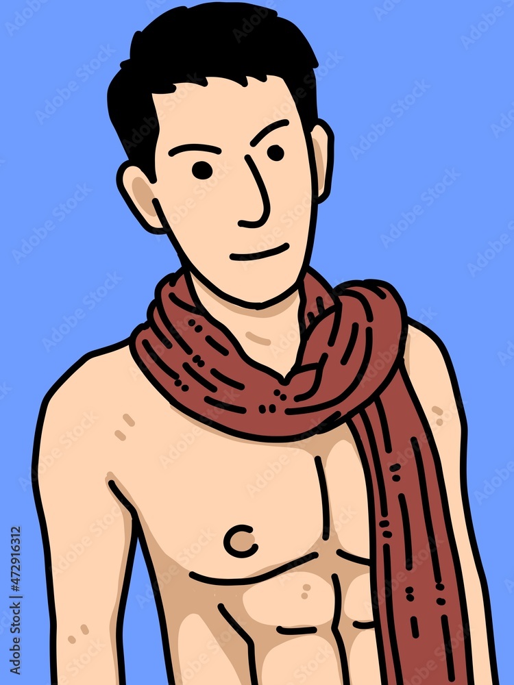 Fototapeta premium cute man cartoon on blue background